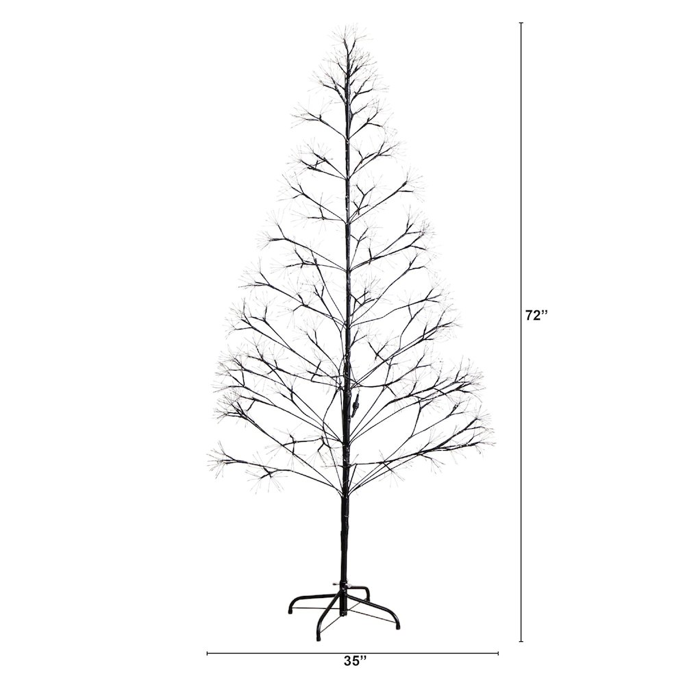 6ft Pre-Lit Artificial Halloween Black Starburst Tree with 1680 Fairy LED Lights. Picture 8