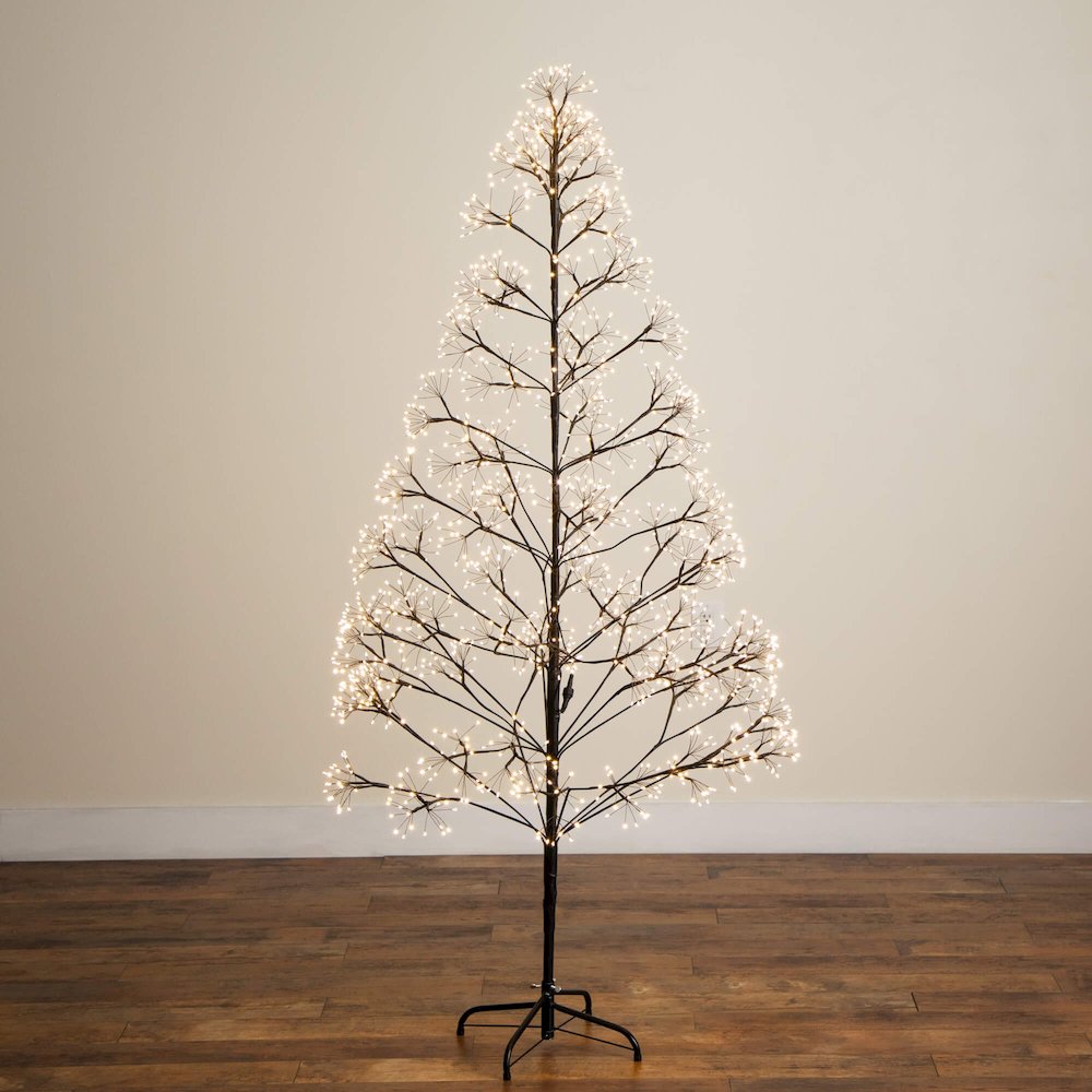 6ft Pre-Lit Artificial Halloween Black Starburst Tree with 1680 Fairy LED Lights. Picture 3