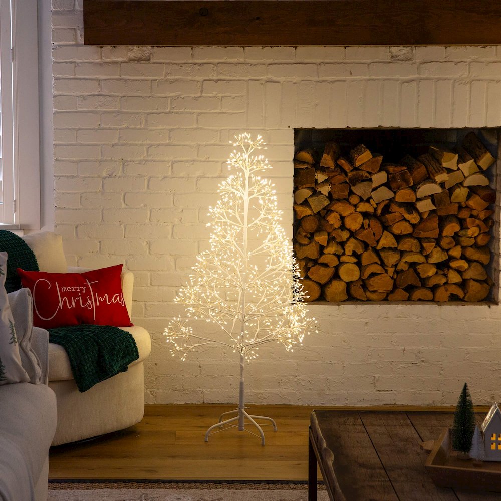 4ft. Pre-Lit Artificial White Starburst Tree with 800 Fairy LED Lights. Picture 3