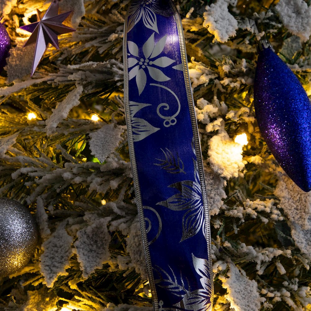 5ft Pre-Lit Artificial Pop Up Flocked Christmas Tree with Silver &Blue Ornaments. Picture 14