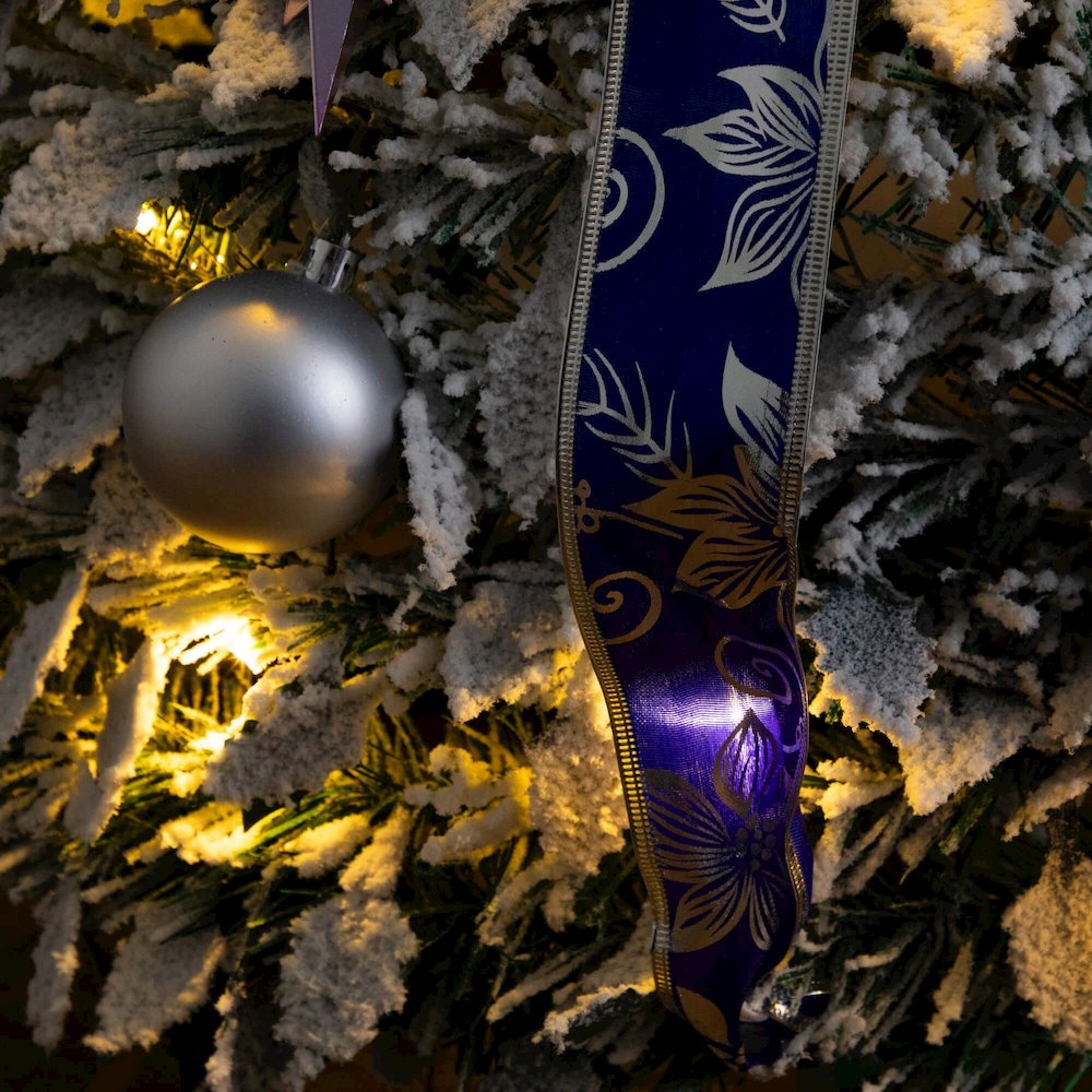 5ft Pre-Lit Artificial Pop Up Flocked Christmas Tree with Silver &Blue Ornaments. Picture 7