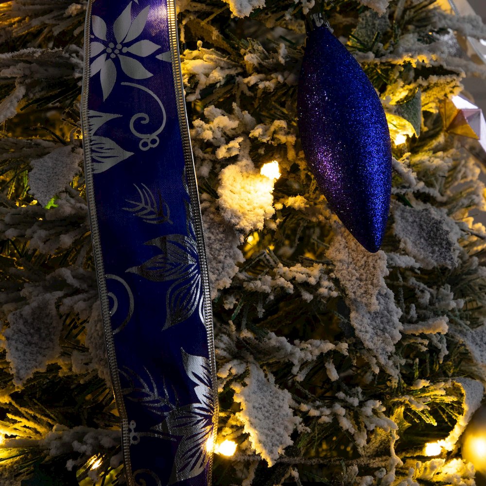 5ft Pre-Lit Artificial Pop Up Flocked Christmas Tree with Silver &Blue Ornaments. Picture 11