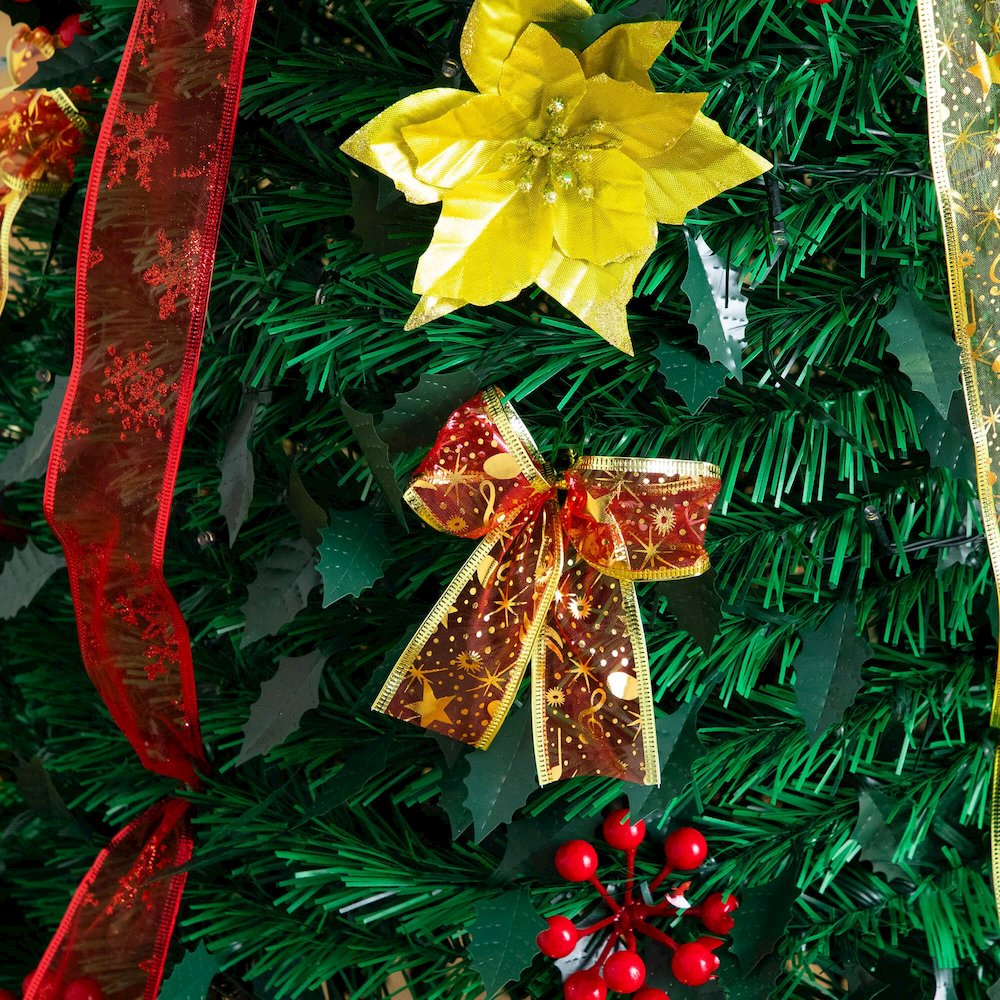 5ft. Pre-Lit Artificial Pop up Christmas Tree with Red & Gold Ornaments, Ribbons. Picture 10
