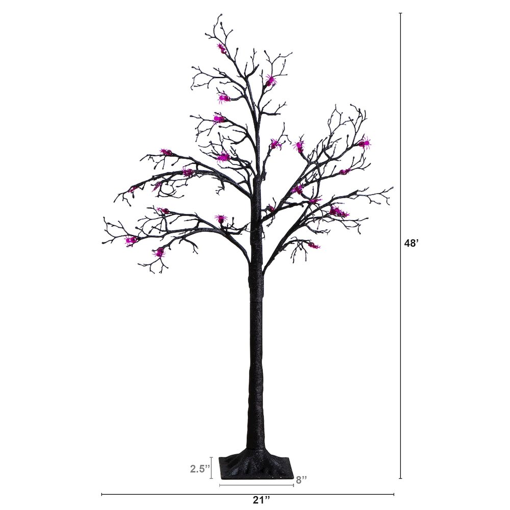 4ft. Pre-Lit Artificial Halloween Spider Twig Tree with 48 Purple LED Lights. Picture 8