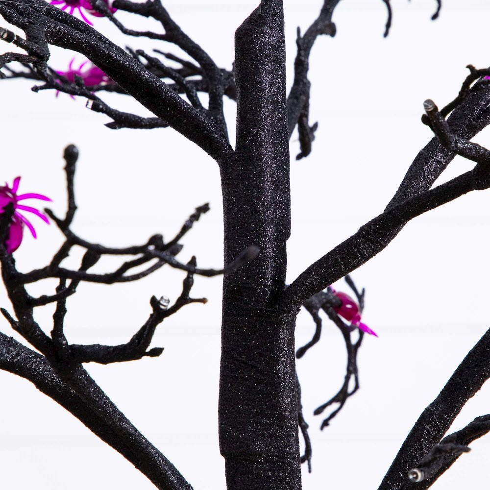 4ft. Pre-Lit Artificial Halloween Spider Twig Tree with 48 Purple LED Lights. Picture 6