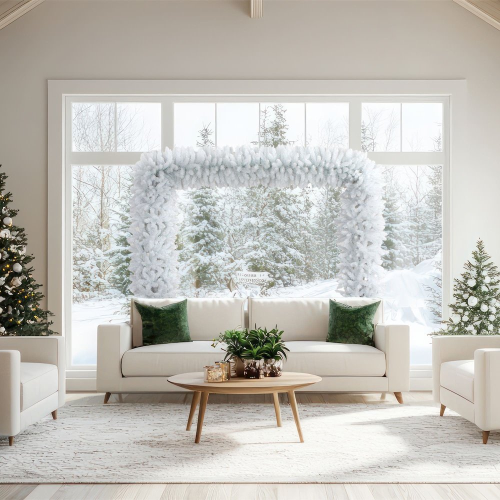 8ft. Artificial Holiday White Christmas Pine Archway. Picture 2