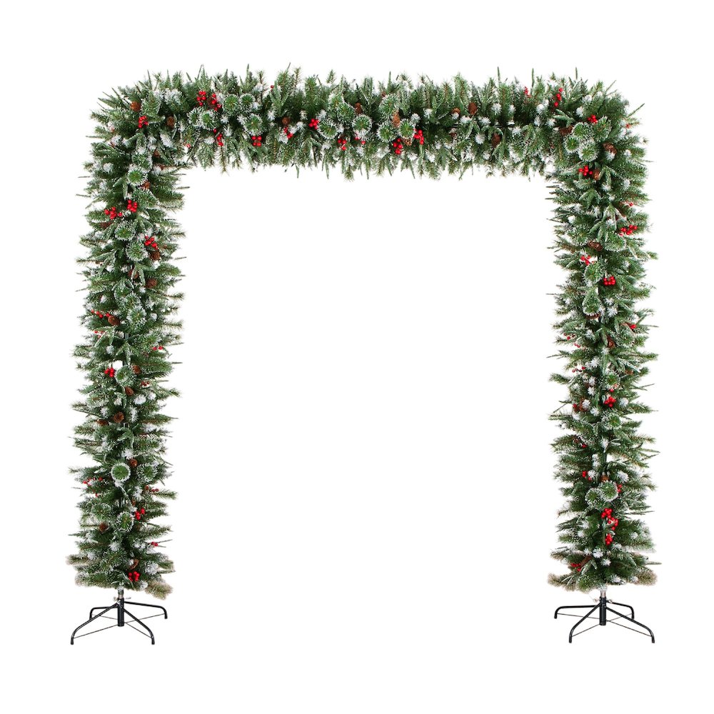 8ft. Artificial Holiday Green Christmas Pine Archway with Pinecones and Berries. Picture 1