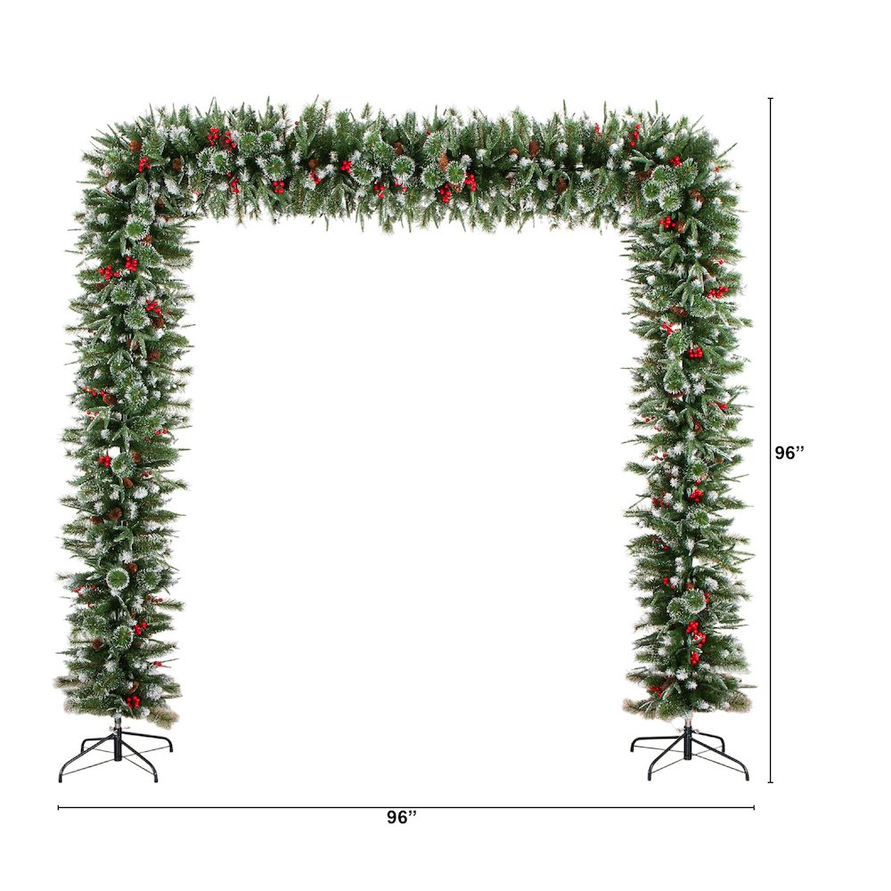 8ft. Artificial Holiday Green Christmas Pine Archway with Pinecones and Berries. Picture 6
