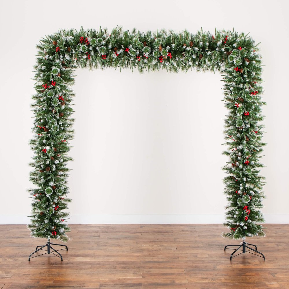8ft. Artificial Holiday Green Christmas Pine Archway with Pinecones and Berries. Picture 5
