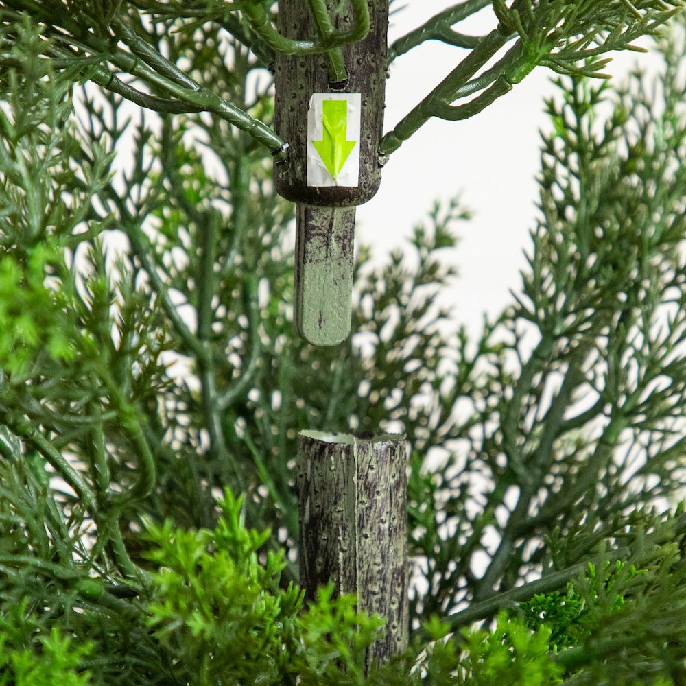 45in. UV Resistant Artificial Cedar Tree in White Tower Planter (Indoor/Outdoor). Picture 6