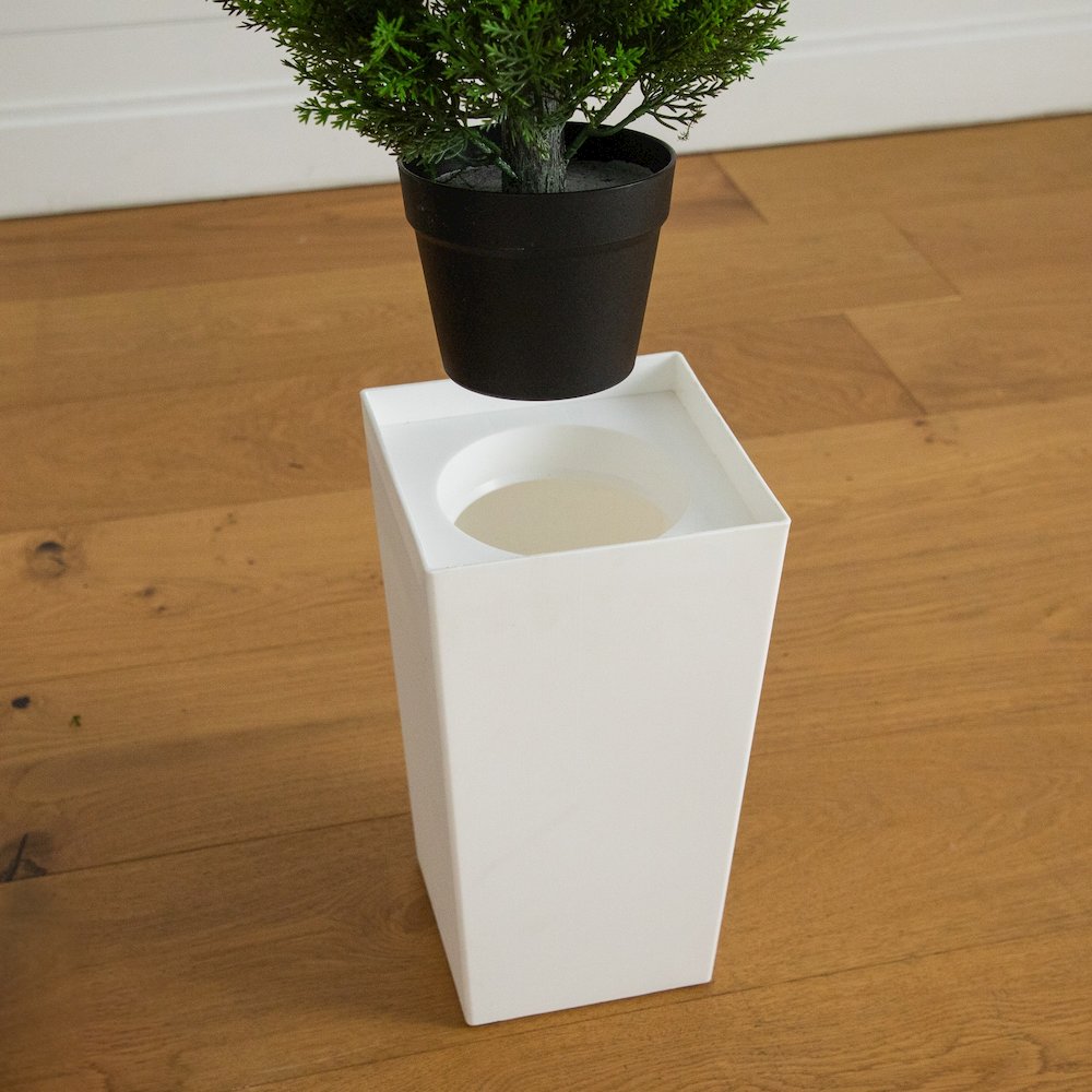 56in. UV Resistant Artificial Cedar Tree in White Tower Planter (Indoor/Outdoor). Picture 7