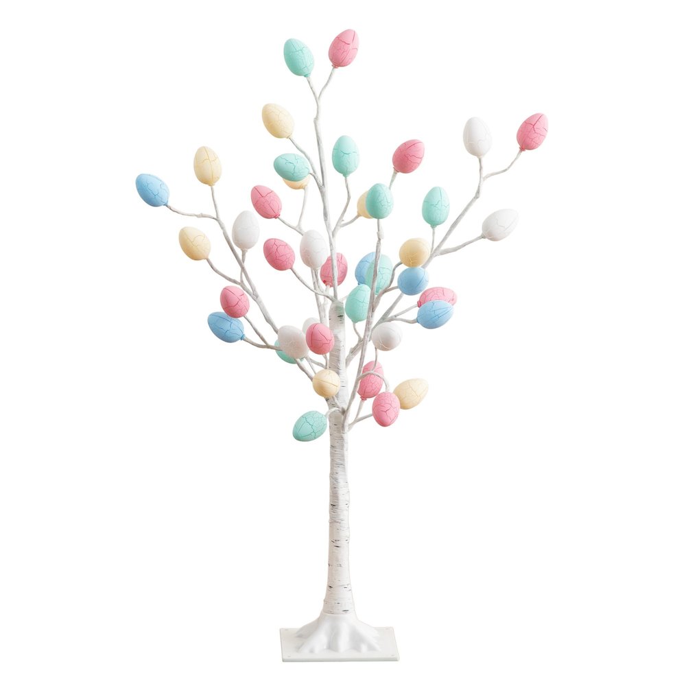 3ft. Pre-Lit Artificial Easter Twig Tree with 40 Egg Shaped LED Ornaments. Picture 1