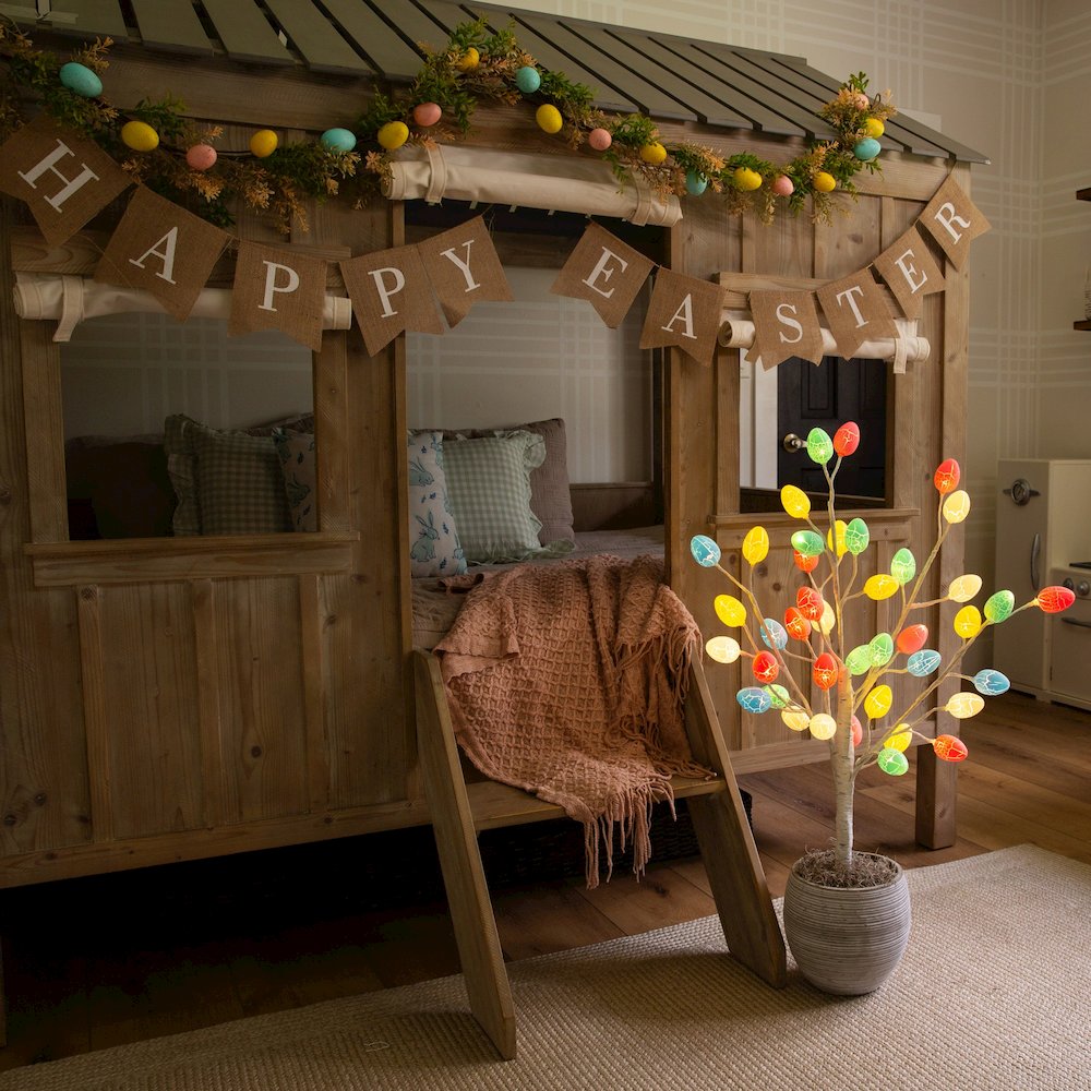 3ft. Pre-Lit Artificial Easter Twig Tree with 40 Egg Shaped LED Ornaments. Picture 7