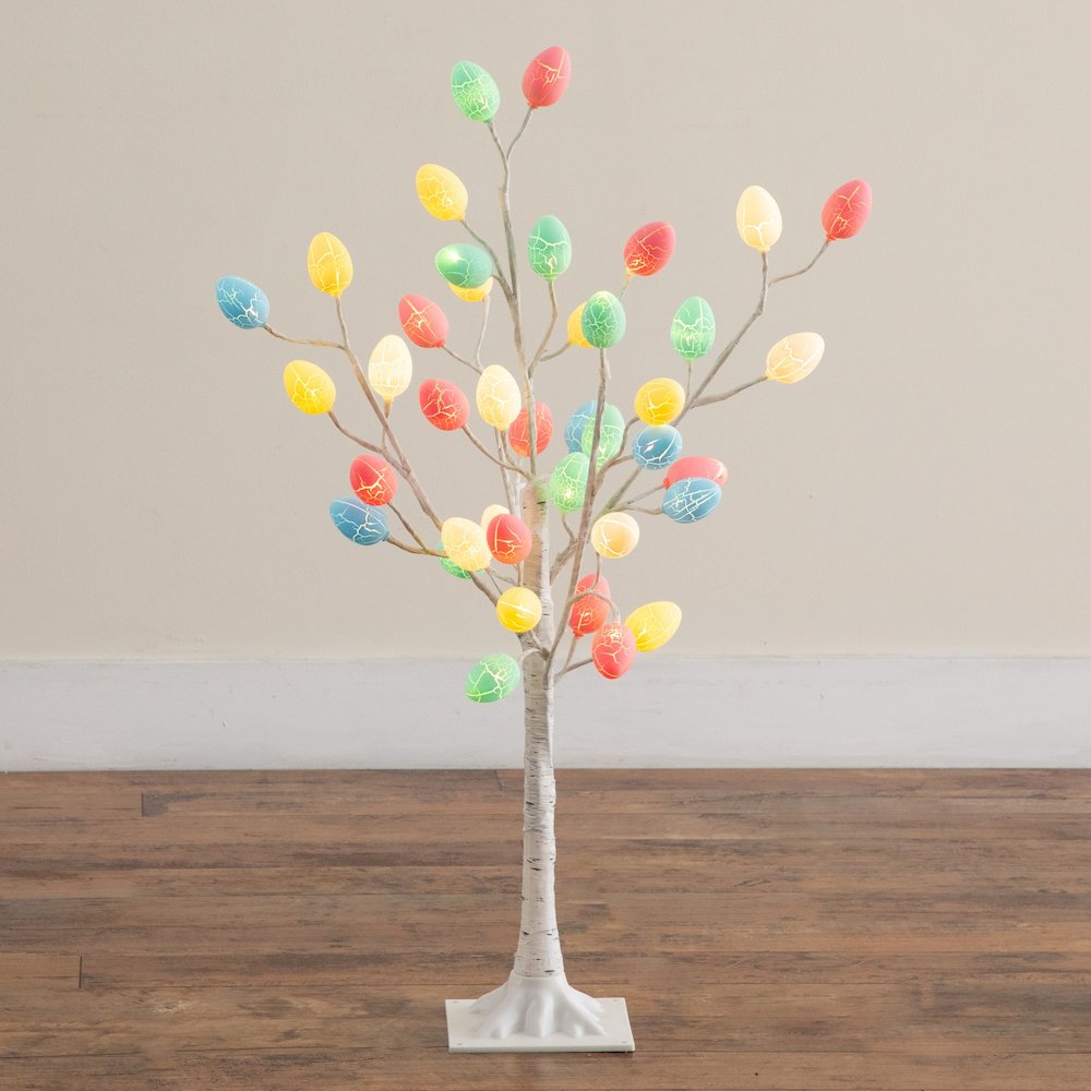 3ft. Pre-Lit Artificial Easter Twig Tree with 40 Egg Shaped LED Ornaments. Picture 3