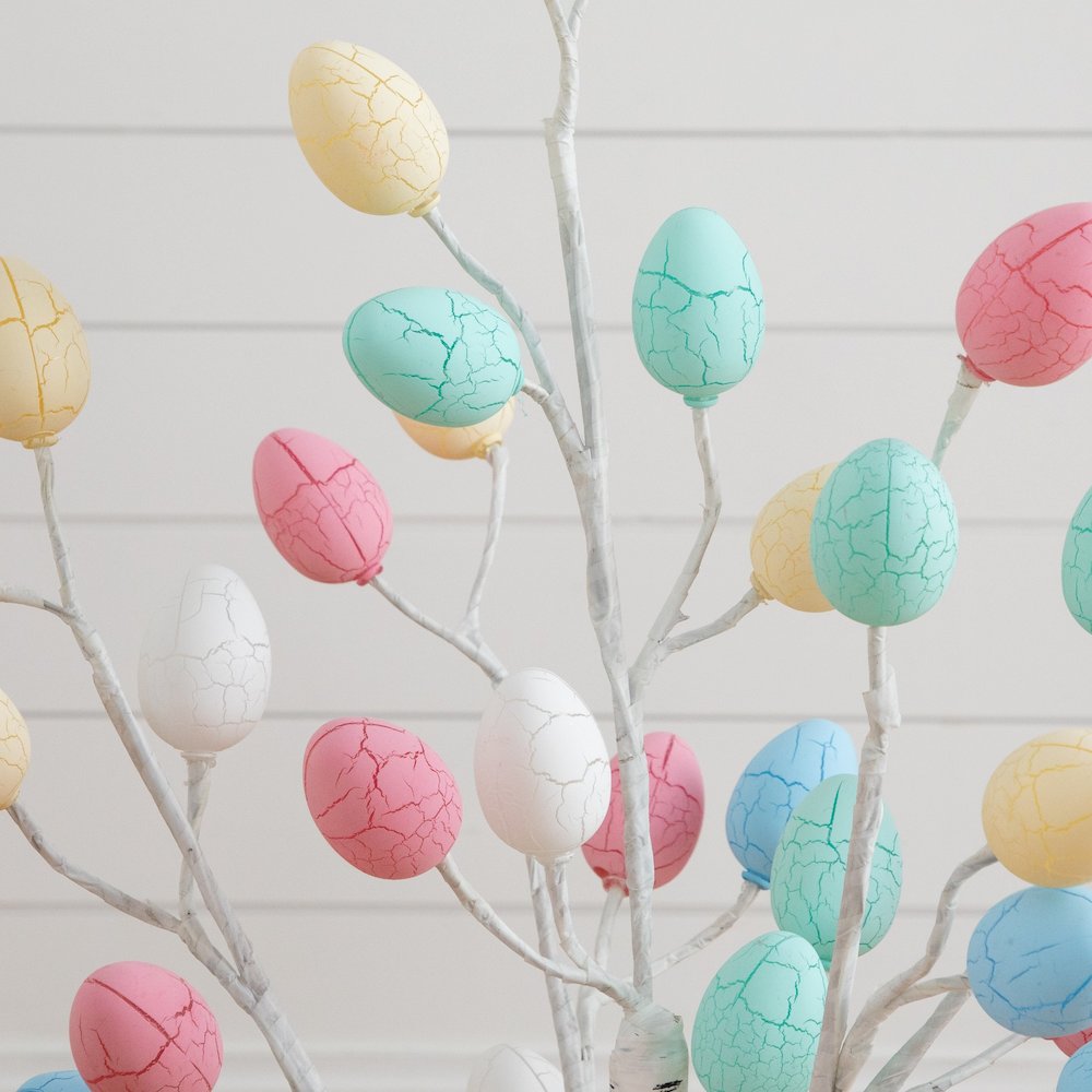 3ft. Pre-Lit Artificial Easter Twig Tree with 40 Egg Shaped LED Ornaments. Picture 4