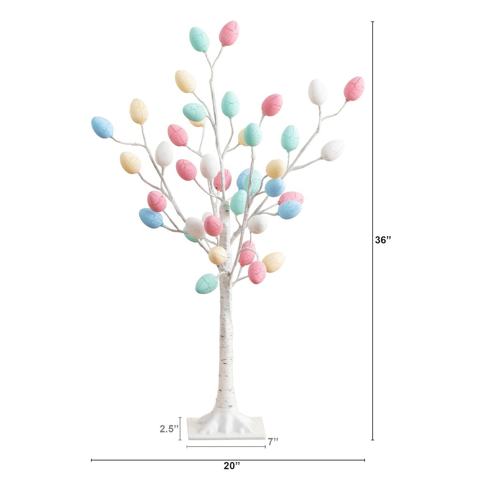3ft. Pre-Lit Artificial Easter Twig Tree with 40 Egg Shaped LED Ornaments. Picture 2