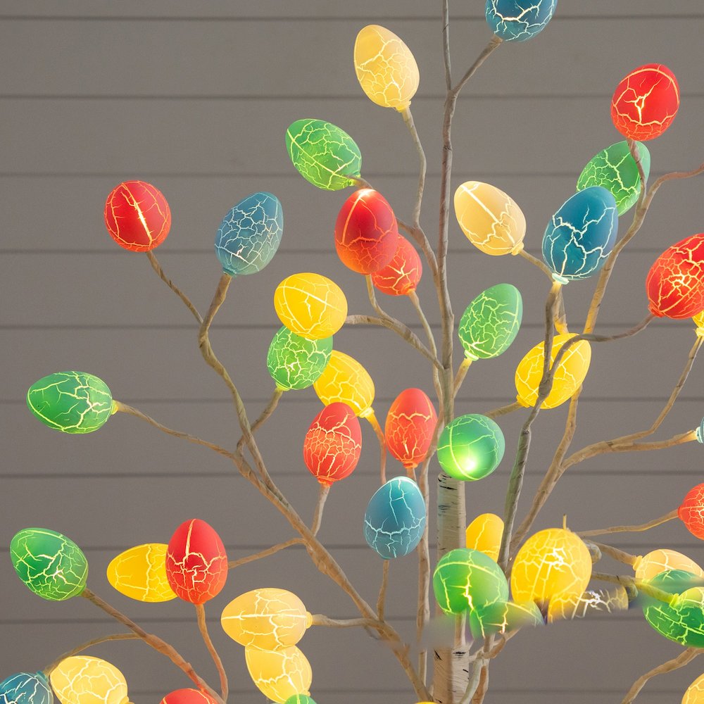4ft. Pre-Lit Artificial Easter Twig Tree with 48 Egg Shaped LED Ornaments. Picture 5