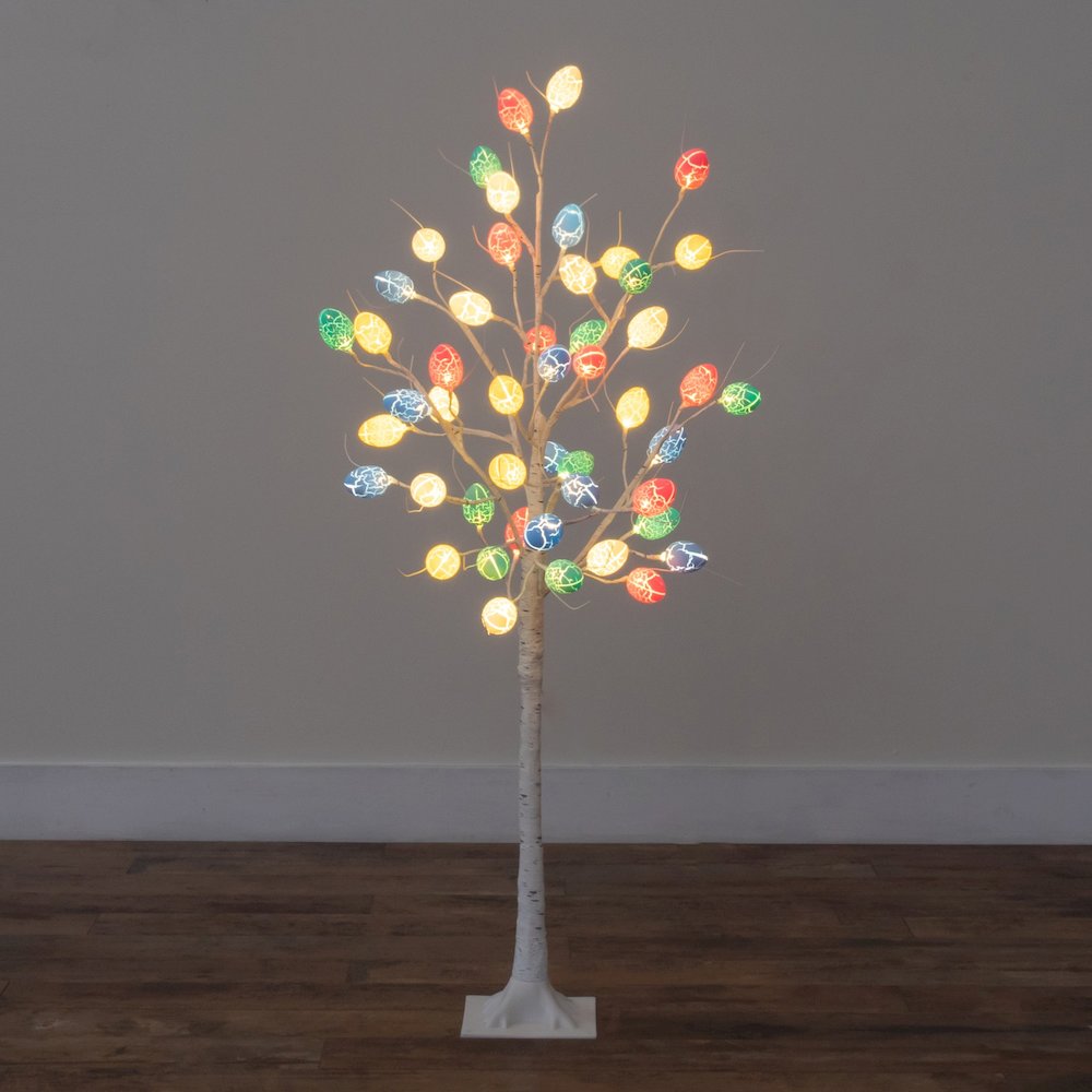 4ft. Pre-Lit Artificial Easter Twig Tree with 48 Egg Shaped LED Ornaments. Picture 3
