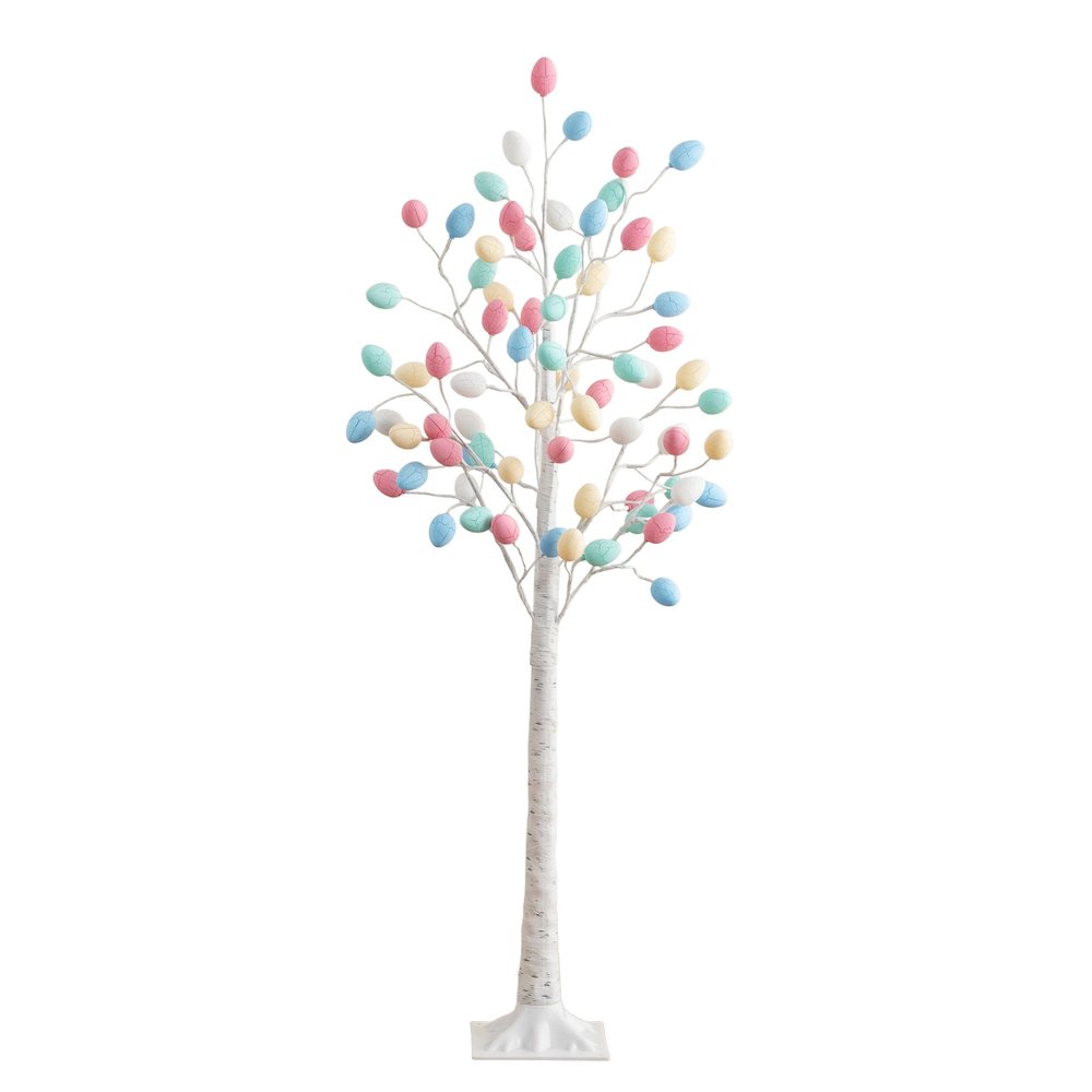 5ft. Pre-Lit Artificial Easter Twig Tree with 72 Egg Shaped LED Ornaments. Picture 1