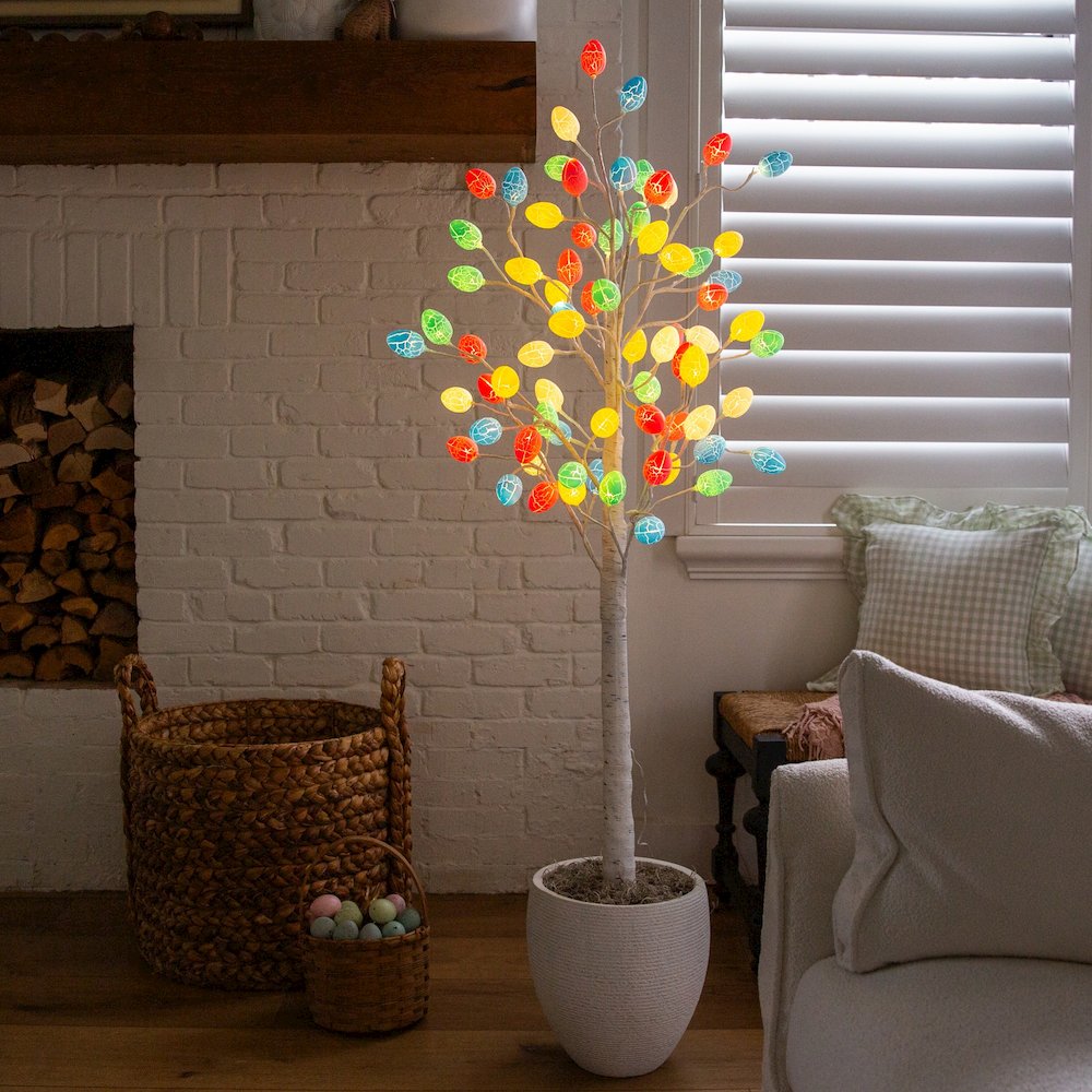 5ft. Pre-Lit Artificial Easter Twig Tree with 72 Egg Shaped LED Ornaments. Picture 10