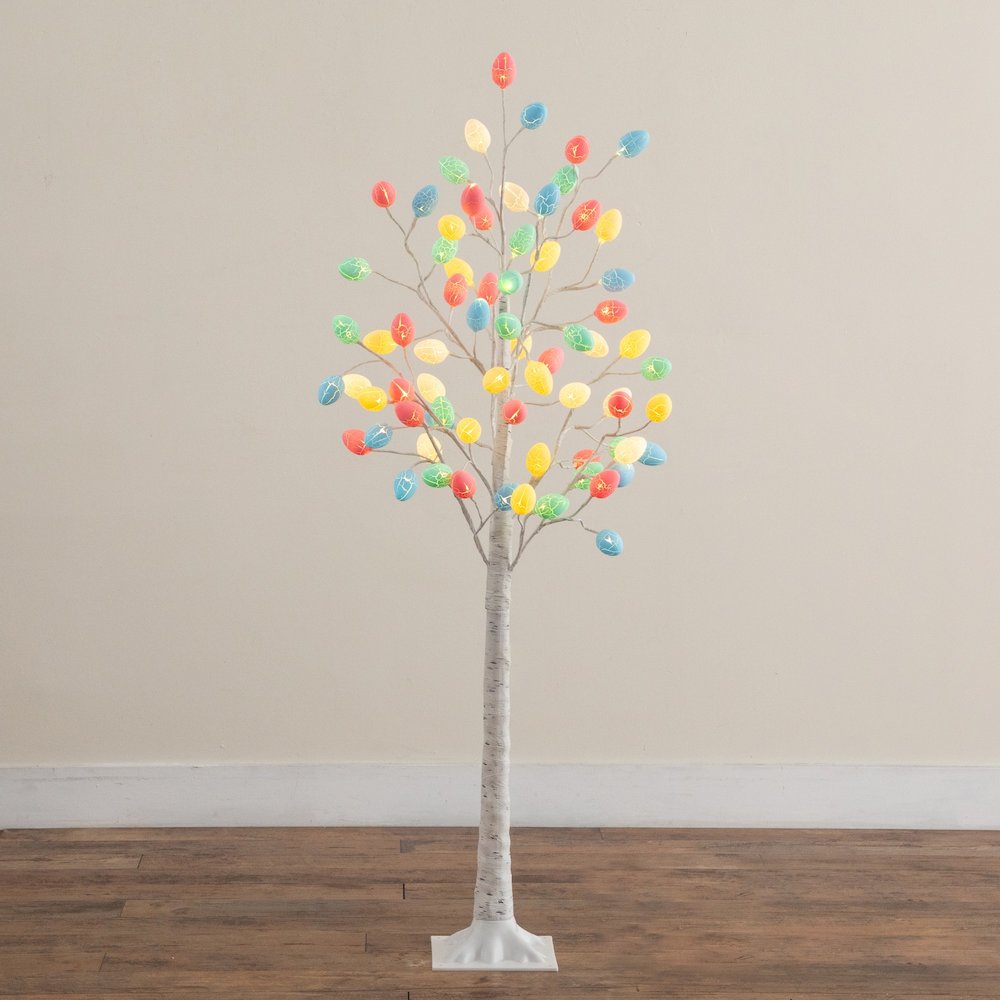 5ft. Pre-Lit Artificial Easter Twig Tree with 72 Egg Shaped LED Ornaments. Picture 3