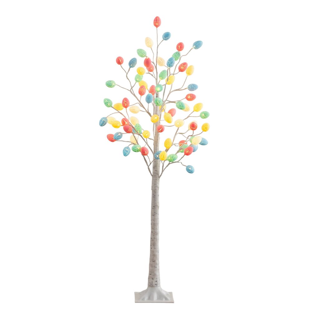 5ft. Pre-Lit Artificial Easter Twig Tree with 72 Egg Shaped LED Ornaments. Picture 9