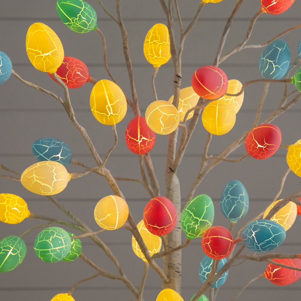 6ft. Pre-Lit Artificial Easter Twig Tree with 96 Egg Shaped LED Ornaments. Picture 8