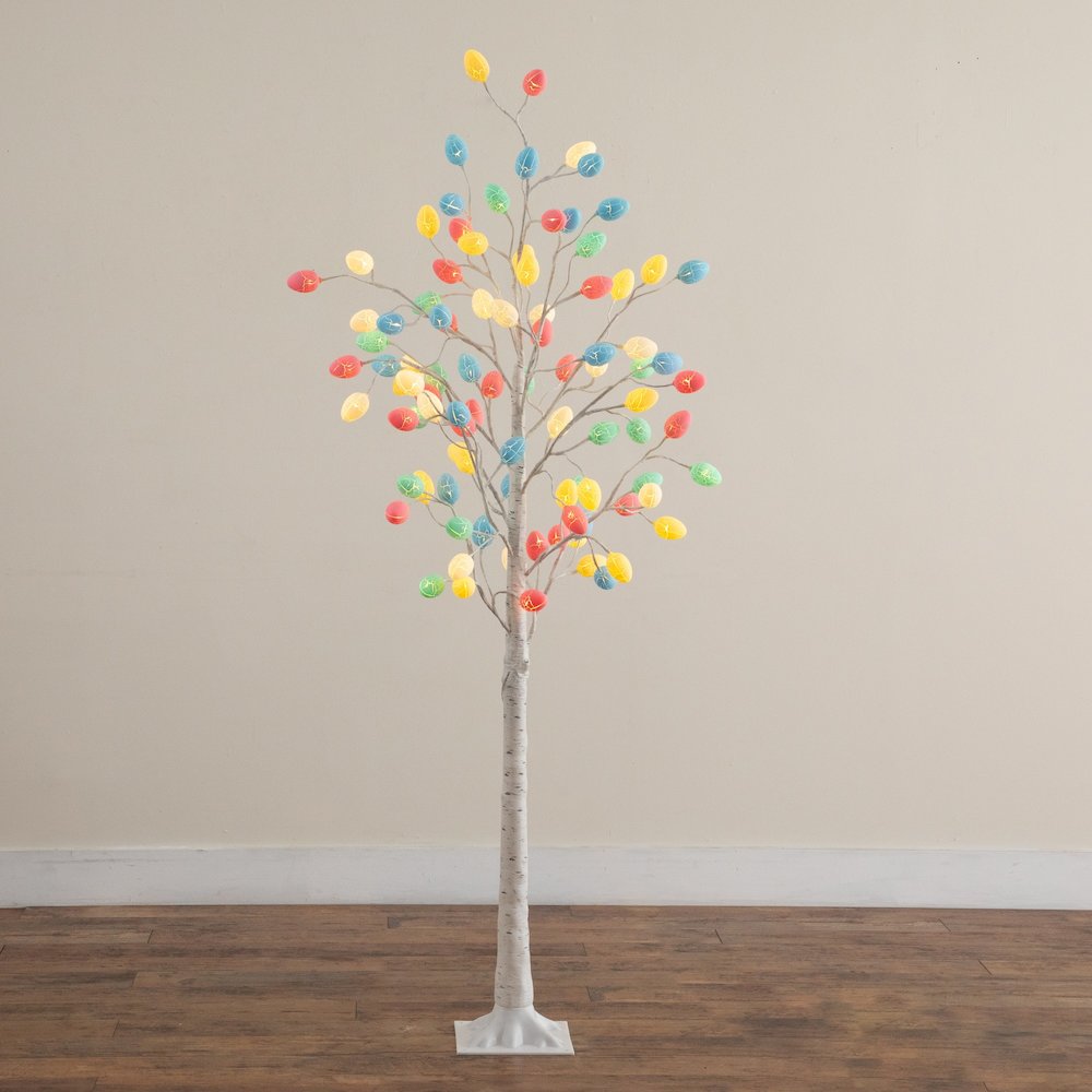 6ft. Pre-Lit Artificial Easter Twig Tree with 96 Egg Shaped LED Ornaments. Picture 3