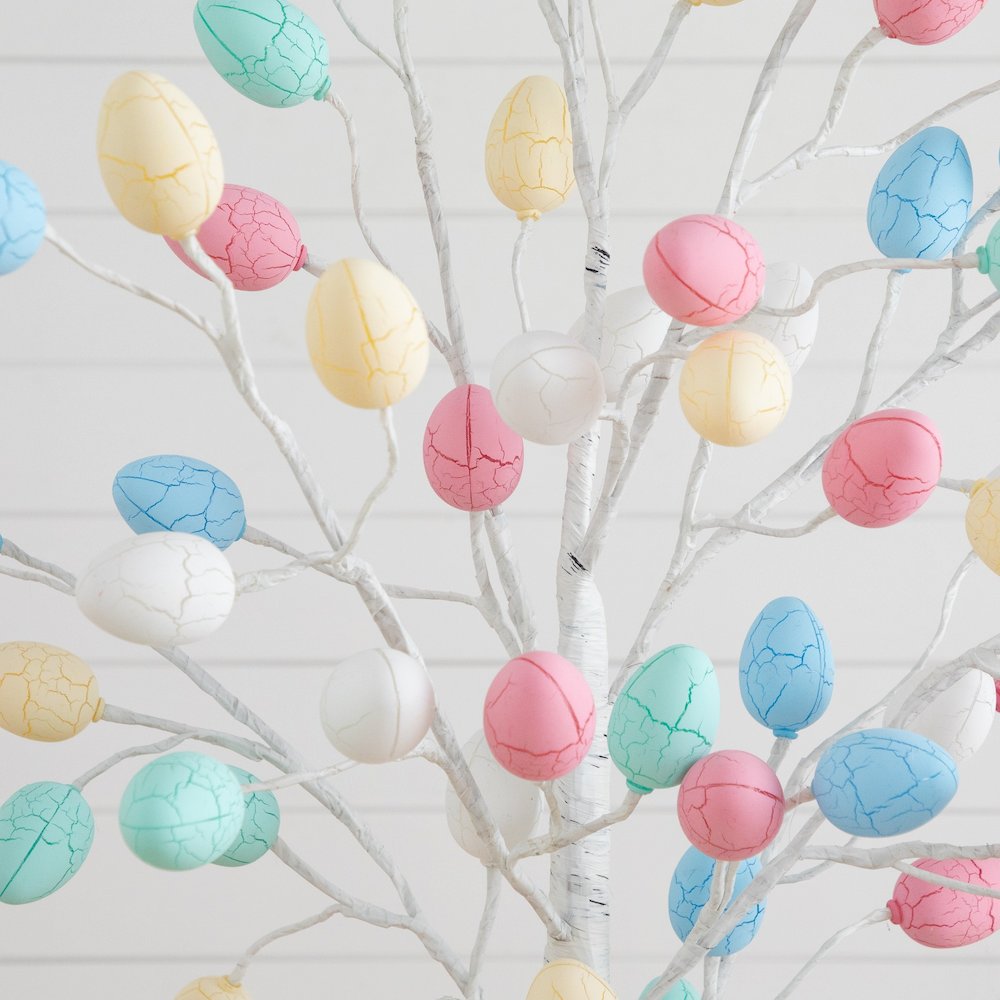 6ft. Pre-Lit Artificial Easter Twig Tree with 96 Egg Shaped LED Ornaments. Picture 4