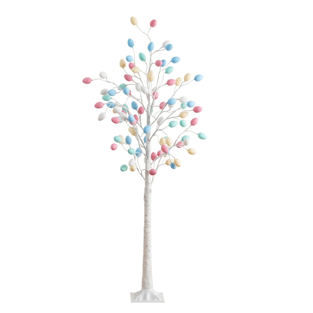 6ft. Pre-Lit Artificial Easter Twig Tree with 96 Egg Shaped LED Ornaments. Picture 1