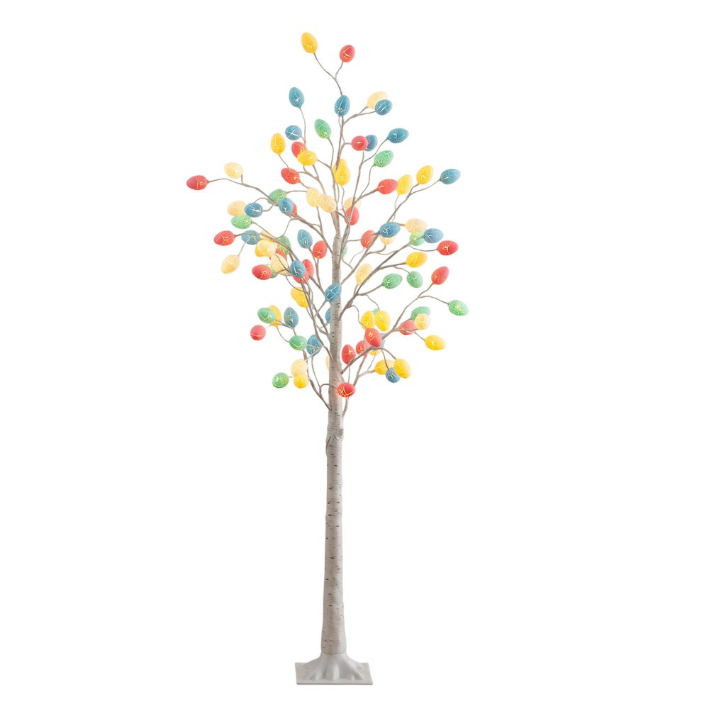 6ft. Pre-Lit Artificial Easter Twig Tree with 96 Egg Shaped LED Ornaments. Picture 9