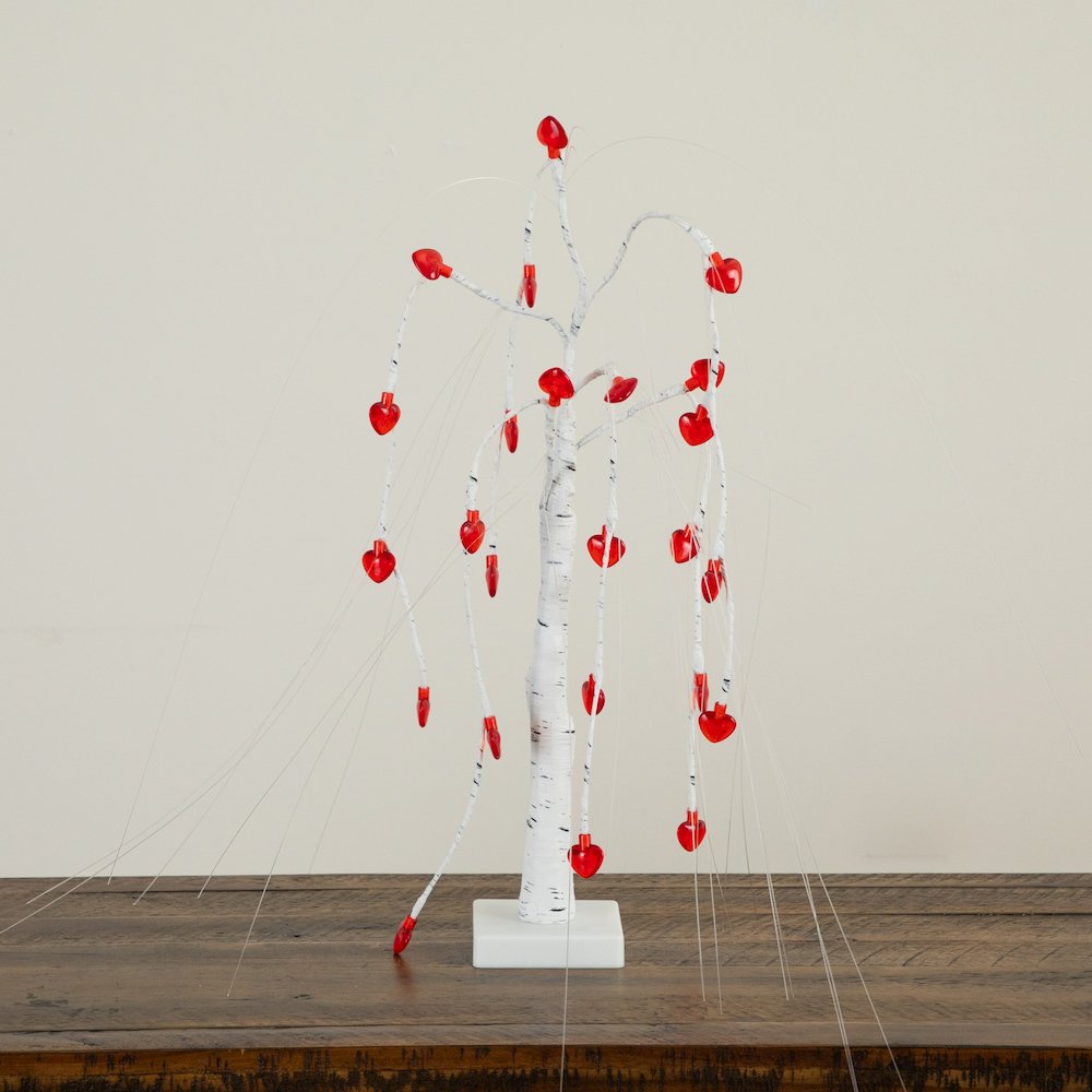 2ft. Pre-Lit Valentine's Day Willow Tree with 24 Heart Shaped LED Lights. Picture 5