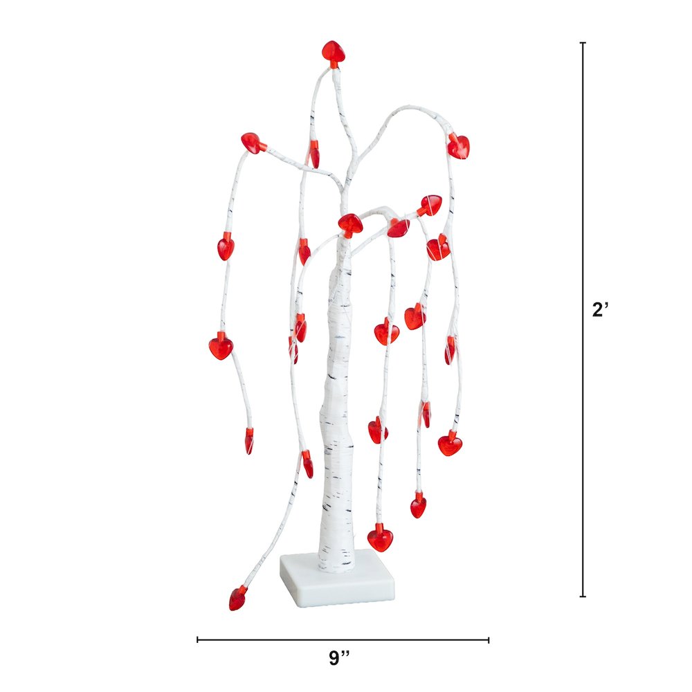 2ft. Pre-Lit Valentine's Day Willow Tree with 24 Heart Shaped LED Lights. Picture 2
