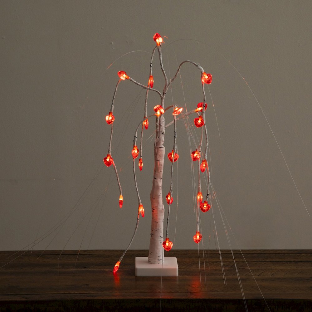 2ft. Pre-Lit Valentine's Day Willow Tree with 24 Heart Shaped LED Lights. Picture 3