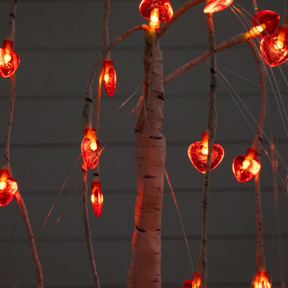2ft. Pre-Lit Valentine's Day Willow Tree with 24 Heart Shaped LED Lights. Picture 4