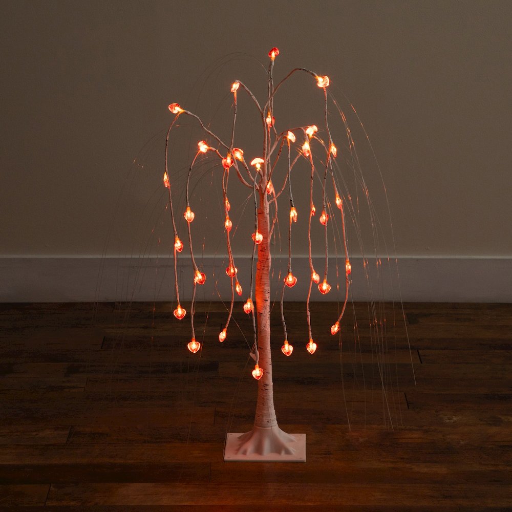 3ft. Pre-Lit Valentine's Day Willow Tree with 40 Heart Shaped LED Lights. Picture 3