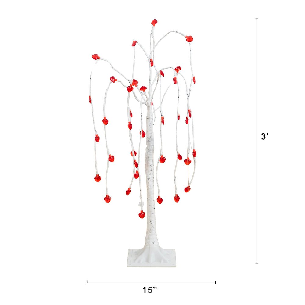 3ft. Pre-Lit Valentine's Day Willow Tree with 40 Heart Shaped LED Lights. Picture 2