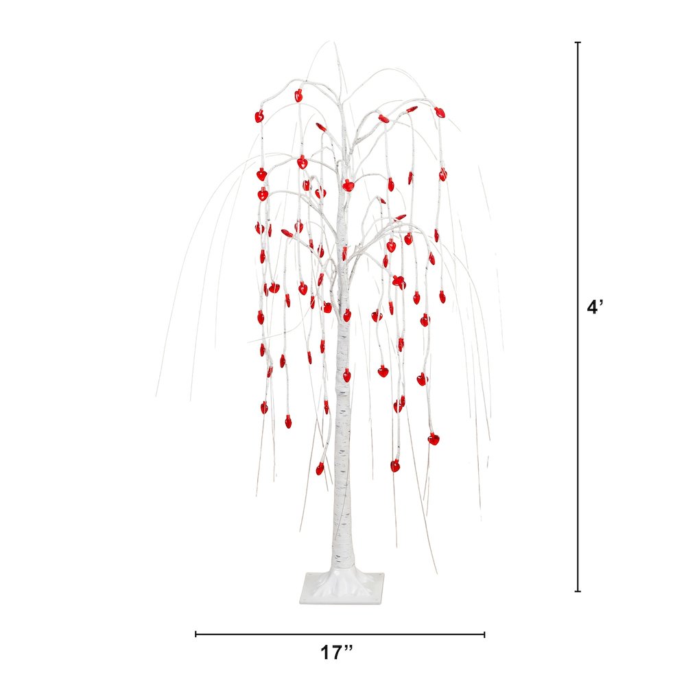 4ft. Pre-Lit Valentine's Day Willow Tree with 48 Heart Shaped LED Lights. Picture 2