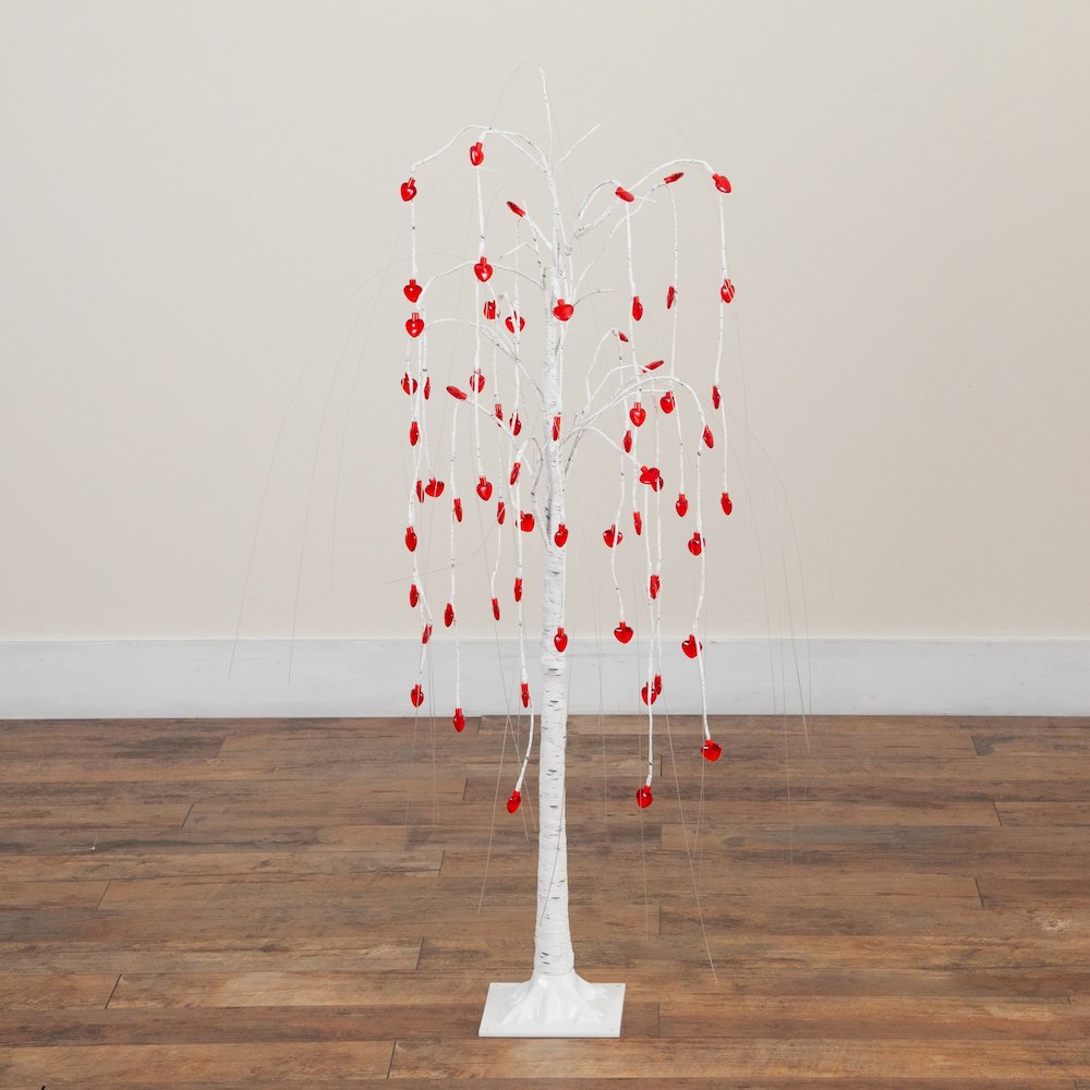 4ft. Pre-Lit Valentine's Day Willow Tree with 48 Heart Shaped LED Lights. Picture 6