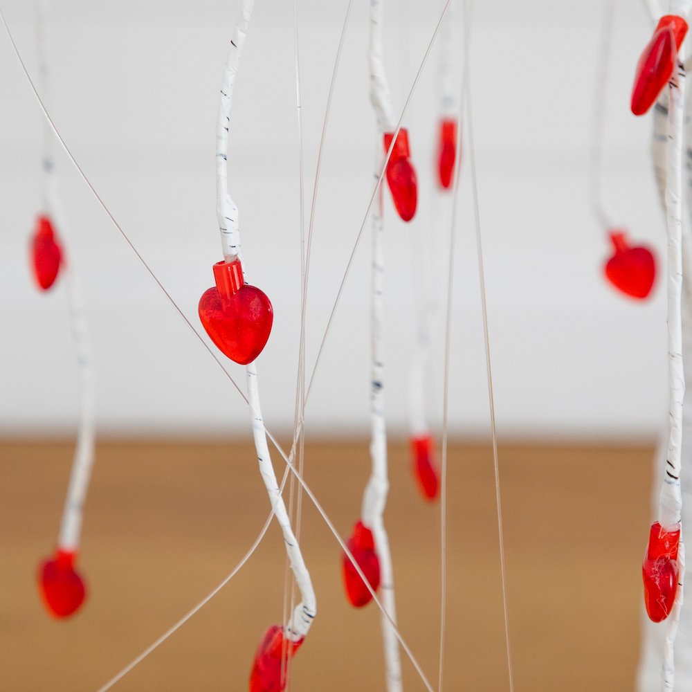 4ft. Pre-Lit Valentine's Day Willow Tree with 48 Heart Shaped LED Lights. Picture 7