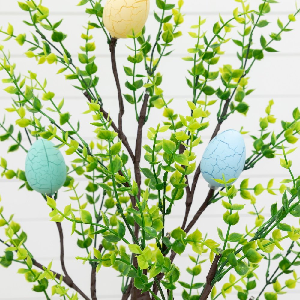 2ft. Pre-Lit Artificial Easter Egg Twig Tree with Greens and 24 Warm LED Lights. Picture 7