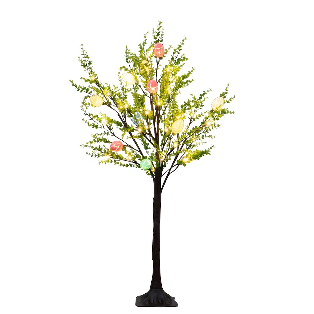 3ft. Pre-Lit Artificial Easter Egg Twig Tree with Greens and 40 Warm LED Lights. Picture 8