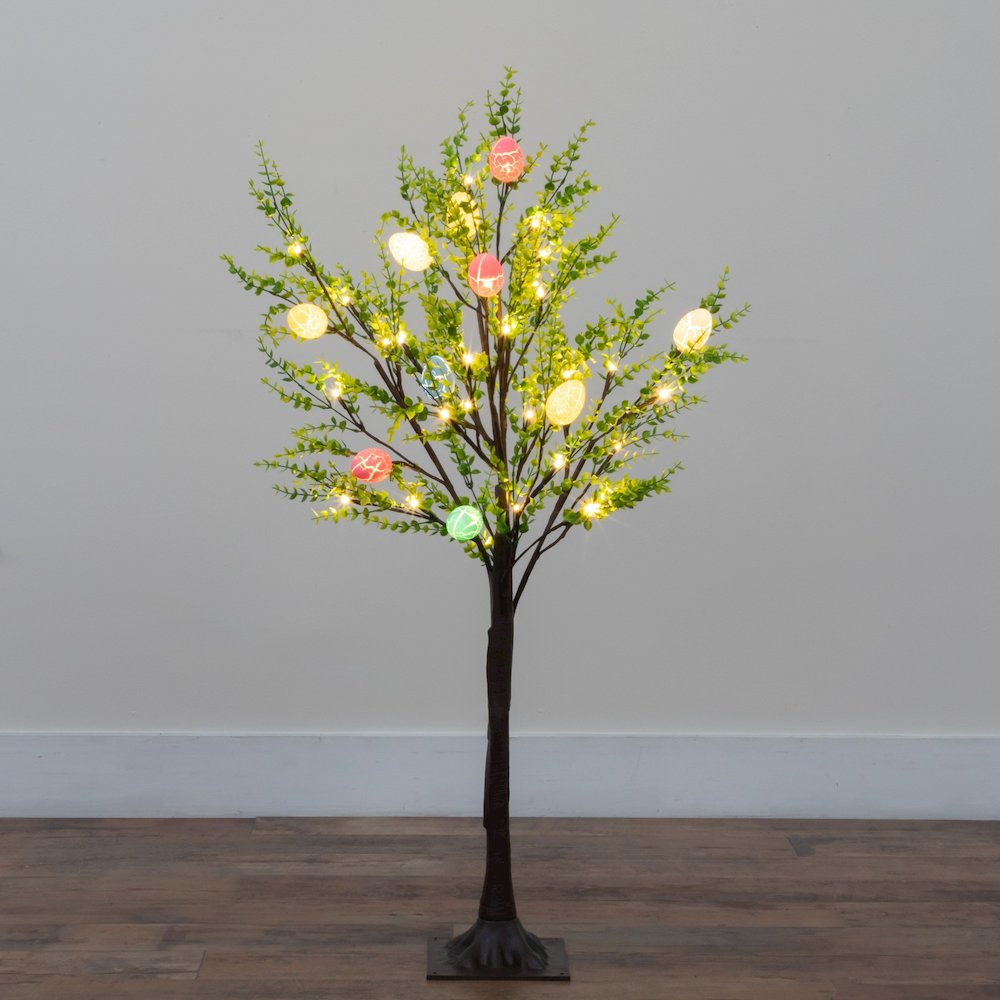 3ft. Pre-Lit Artificial Easter Egg Twig Tree with Greens and 40 Warm LED Lights. Picture 6