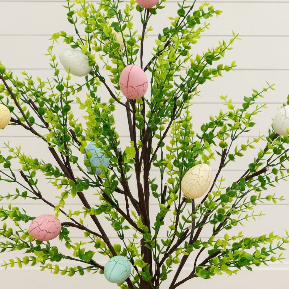 3ft. Pre-Lit Artificial Easter Egg Twig Tree with Greens and 40 Warm LED Lights. Picture 7