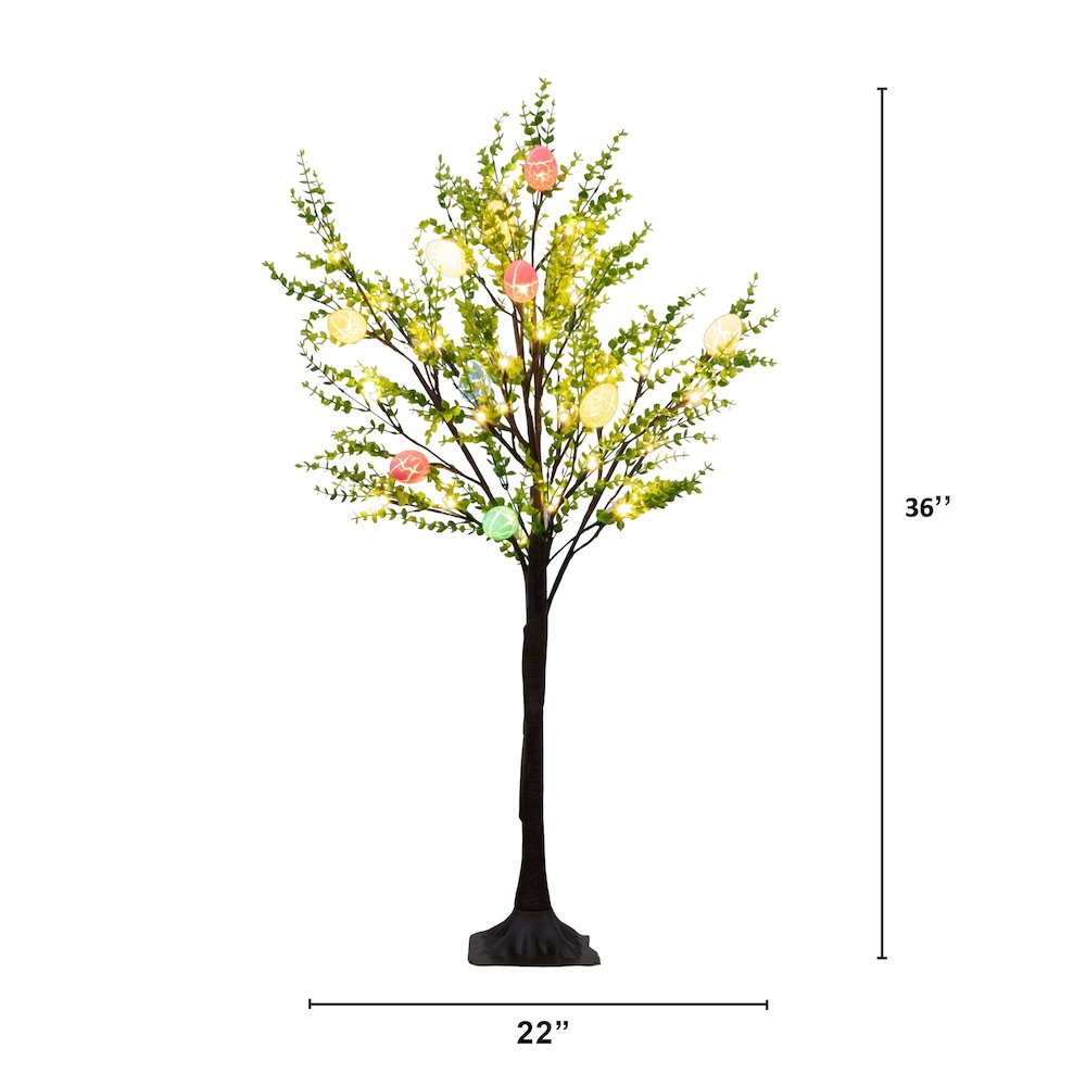 3ft. Pre-Lit Artificial Easter Egg Twig Tree with Greens and 40 Warm LED Lights. Picture 2