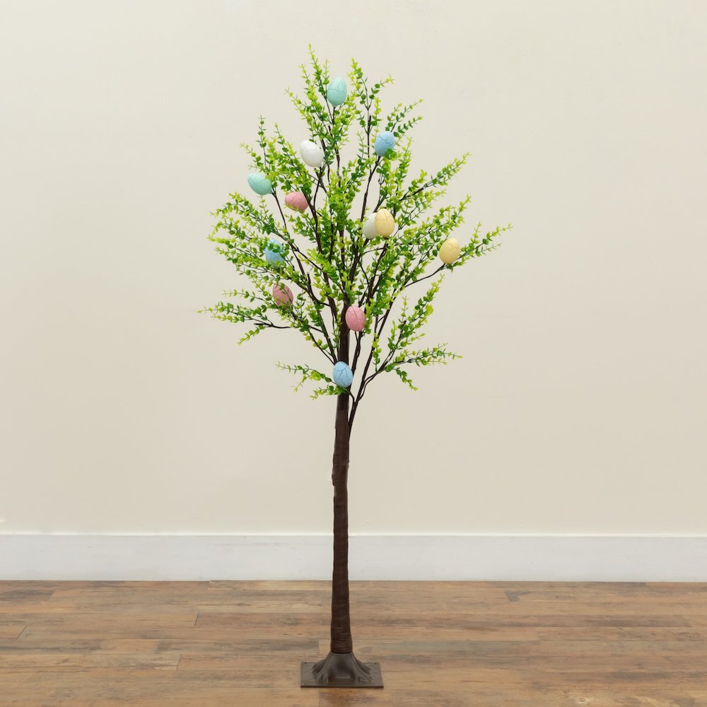 4ft. Pre-Lit Artificial Easter Egg Twig Tree with Greens and 48 Warm LED Lights. Picture 3