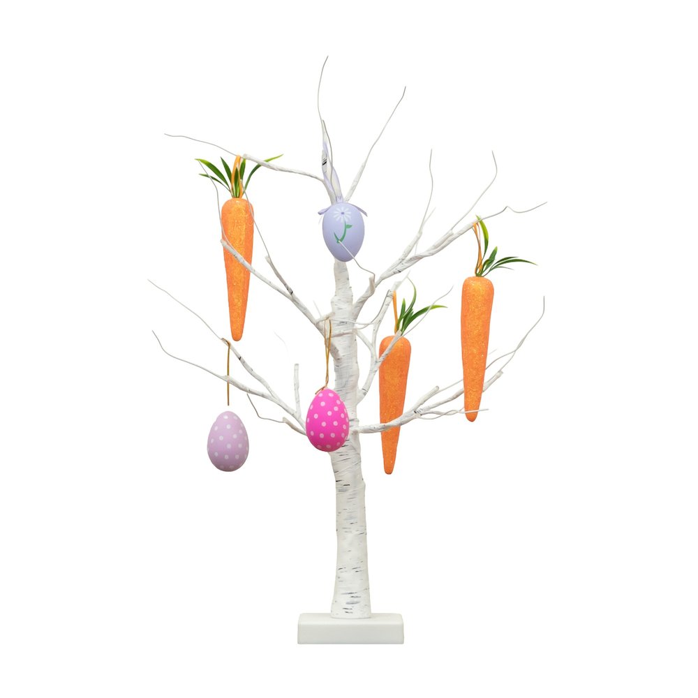 2ft. Pre-Lit Easter Egg and Carrots Ornament Twig Tree with 24 Warm LED Lights. Picture 7