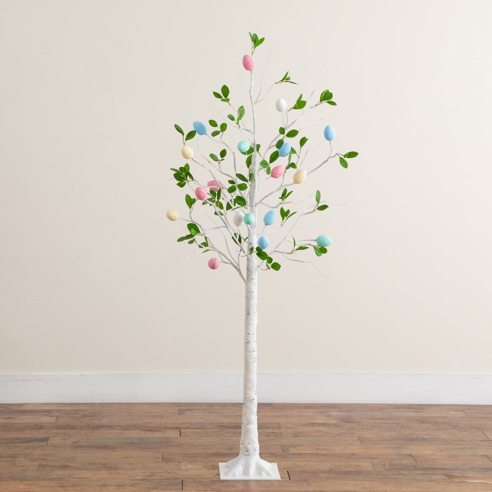 5ft. Pre-Lit Artificial Blooming Easter Egg Twig Tree with 72 Warm LED Lights. Picture 7