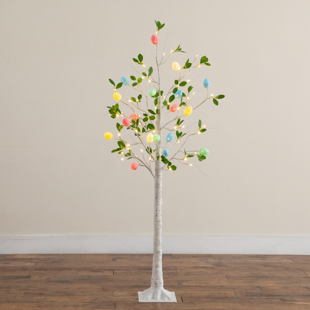 5ft. Pre-Lit Artificial Blooming Easter Egg Twig Tree with 72 Warm LED Lights. Picture 3