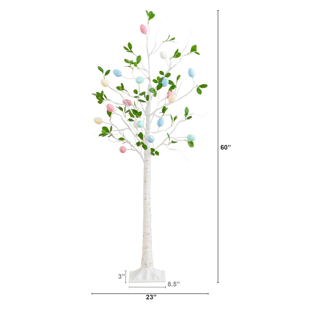 5ft. Pre-Lit Artificial Blooming Easter Egg Twig Tree with 72 Warm LED Lights. Picture 2